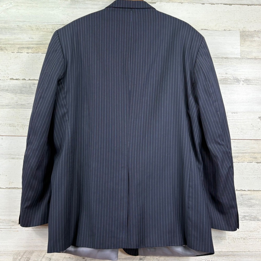Nautica Men's Pinstripe Navy Blue 100% Wool Blazer Suit Jacket 50L Made in India - Picture 3 of 15